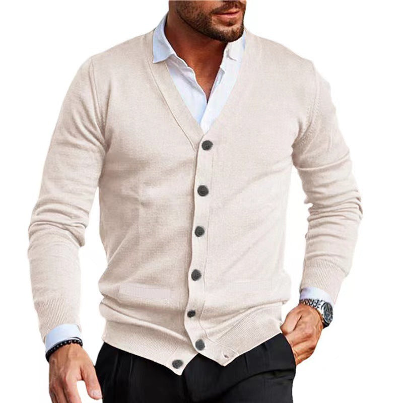 Herren nan Feinstrick V-Ausschnitt Cardigan mit Knopfleiste und Eingrifftaschen EB