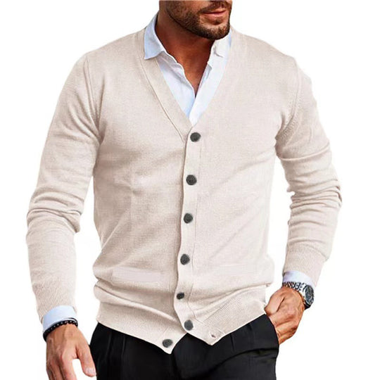 Herren nan Feinstrick V-Ausschnitt Cardigan mit Knopfleiste und Eingrifftaschen EB