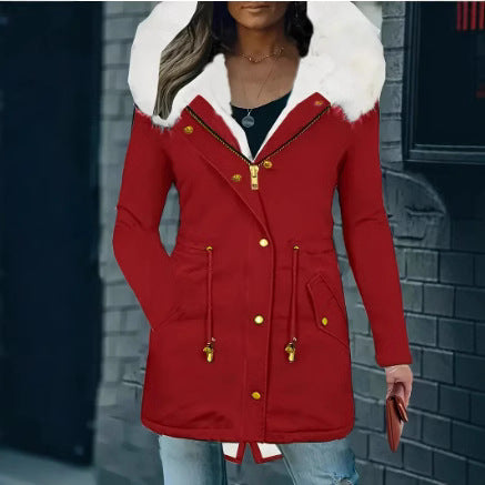 Damen gefütterte Winterjacke mit abnehmbarer Kapuze EB