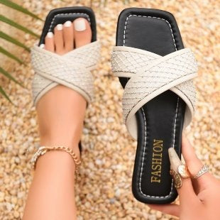 Damen bequeme Wedge-Sandalen mit geflochtenem Riemendesign EB