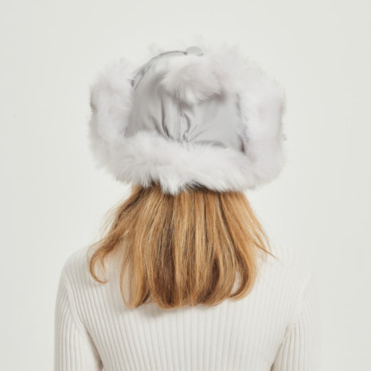 Damen Flauschige Wintermütze mit tierischen Ohren und voluminösem Design EB