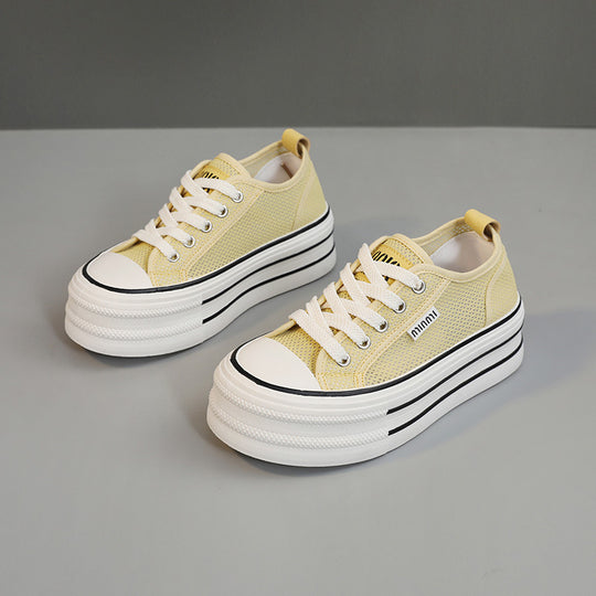 Damen Plattform Sneakers aus atmungsaktivem Mesh mit modischem Design EB
