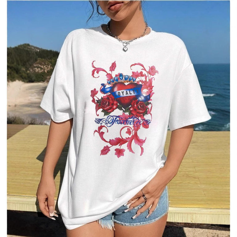 Damen T-Shirt mit kreativem Katzenmotiv und verspielter Schleife EB