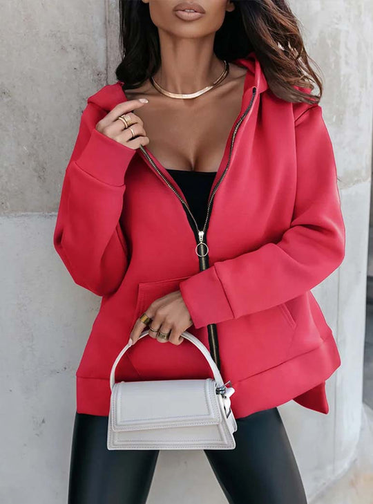 Damen Sportliche Zip-Hoodiejacke mit geräumigen Taschen EB
