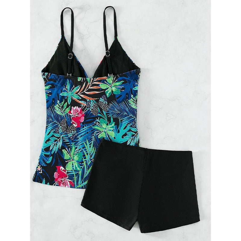 Damen Badeanzug-Set mit floralem Design und hohem Beinausschnitt EB