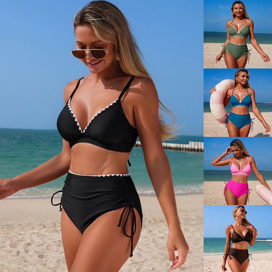 Damen Hochgeschnittener Bikini im verspielten Design EB