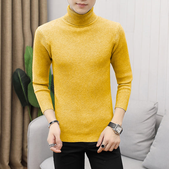 Herren nan Rippstrick Rollkragenpullover figurnaher elastischer Feinstrick EB