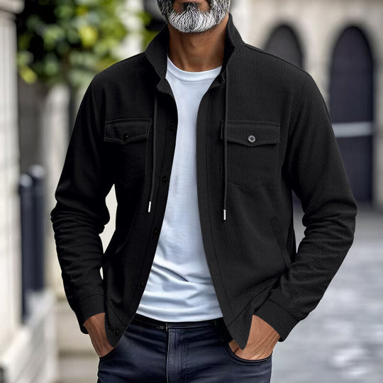 Herren gestreifte Utility-Jacke mit hochschließendem Kragen EB