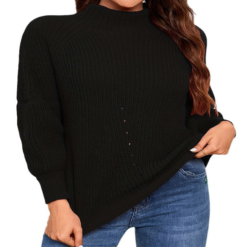 Damen Hochgeschlossenes Rippstrickpullover EB