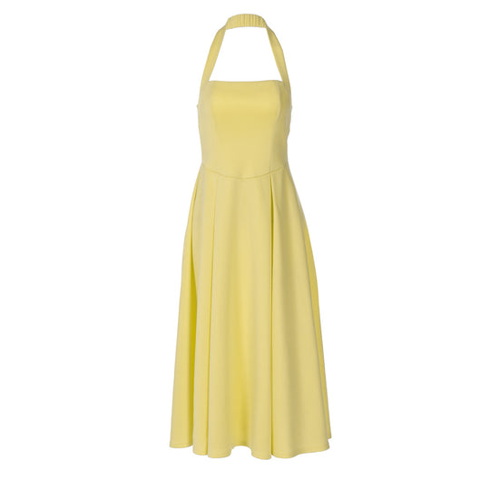 Damen Edles Maxikleid mit quadratischem Ausschnitt und schmalem Taillenband EB
