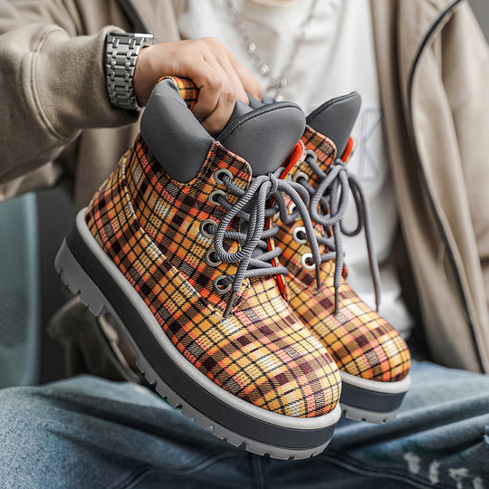 Herren Schnürstiefel mit kariertem Obermaterial und robustem Profil von EB