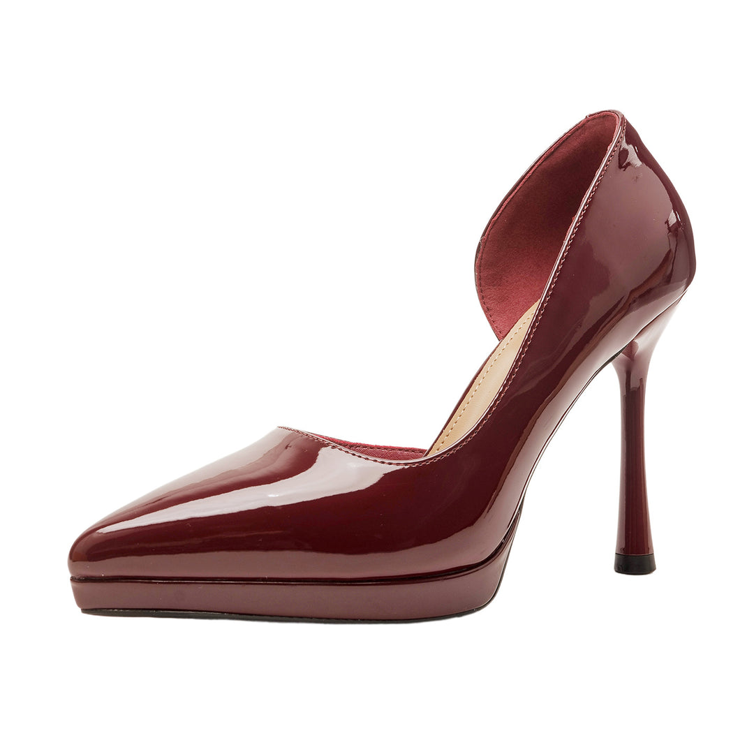 Damen elegante Stiletto-Pumps mit seitlichem Cut-Out und glänzender Oberfläche EB