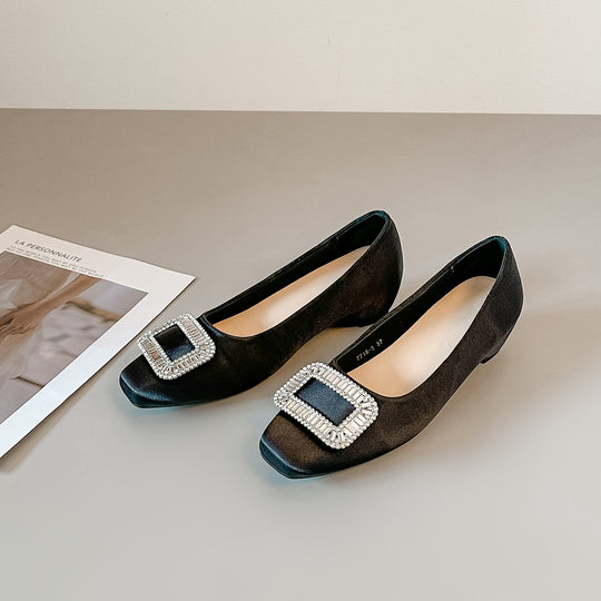 Damen Ballerina-Schuhe mit funkelnder Schnallenverzierung und weichem Obermaterial EB