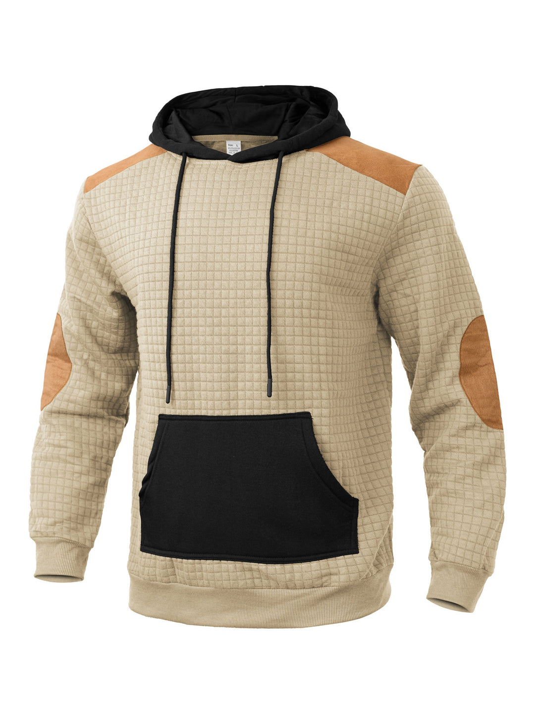 Herren modischer Kapuzenpullover mit strukturiertem Design und Kunstlederakzenten EB