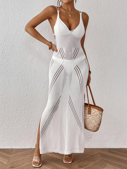 Damen Maxikleid mit raffiniertem Netzdesign EB
