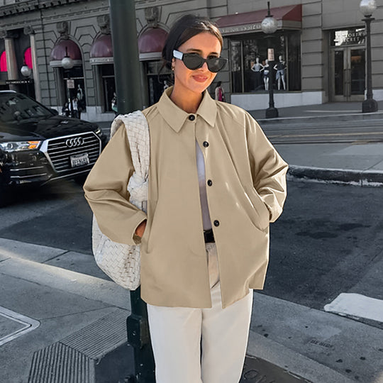 Damen modische Übergangsjacke im lässigen Oversized-Schnitt mit praktischen Taschen EB