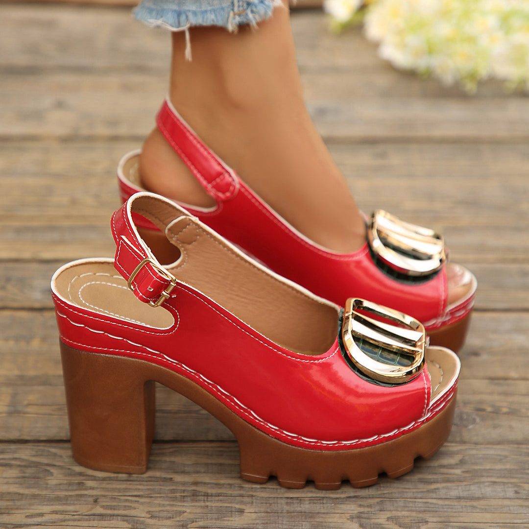 Damen Plateau-Sandalen mit Dekorativem Riemendesign und Eleganten Akzenten EB