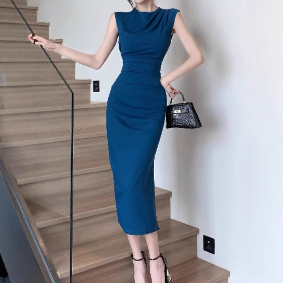 Damen Elegantes Midikleid mit figurformendem Design und Raffungen EB