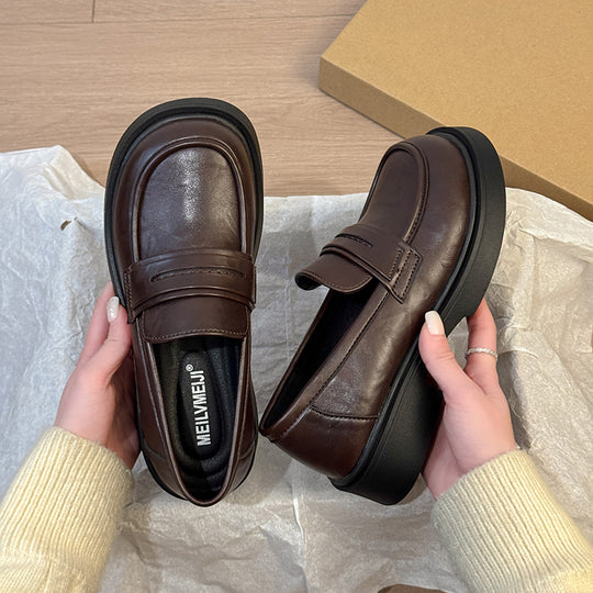 Damen modische und komfortable Loafers mit eleganter Lederoberfläche EB