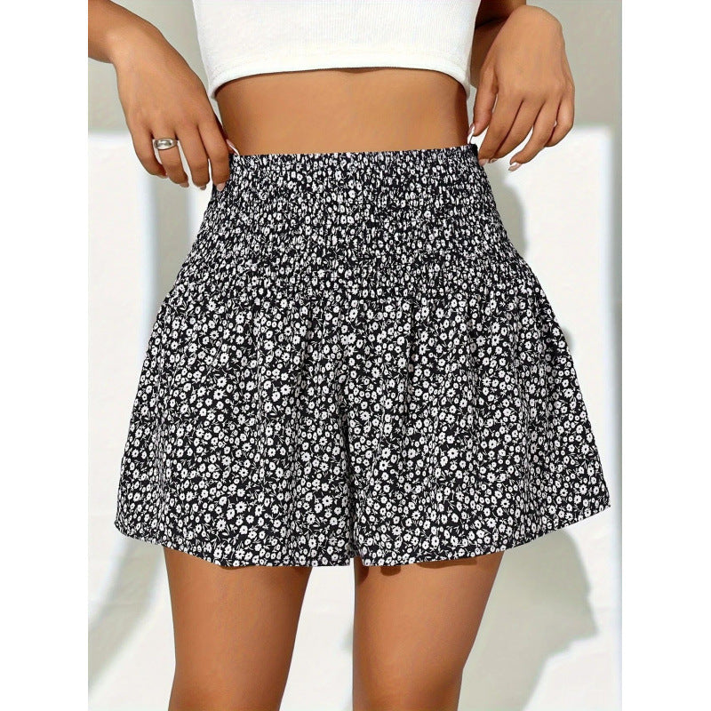 Damen Shorts mit elastischem Taillenbund und floralem Design EB