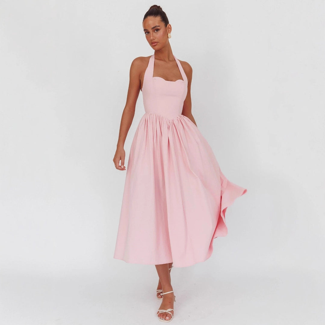 Damen Elegantem Halterneck Maxi-Kleid EB