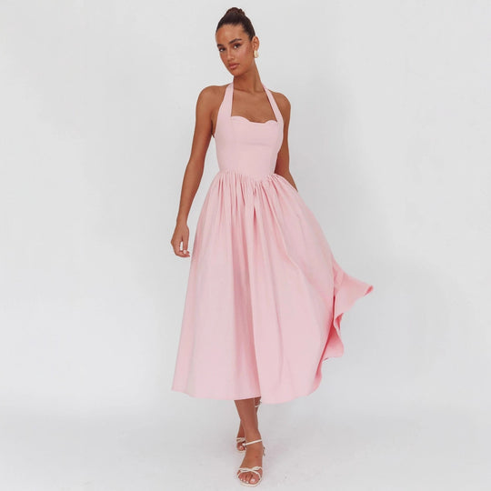 Damen Elegantem Halterneck Maxi-Kleid EB