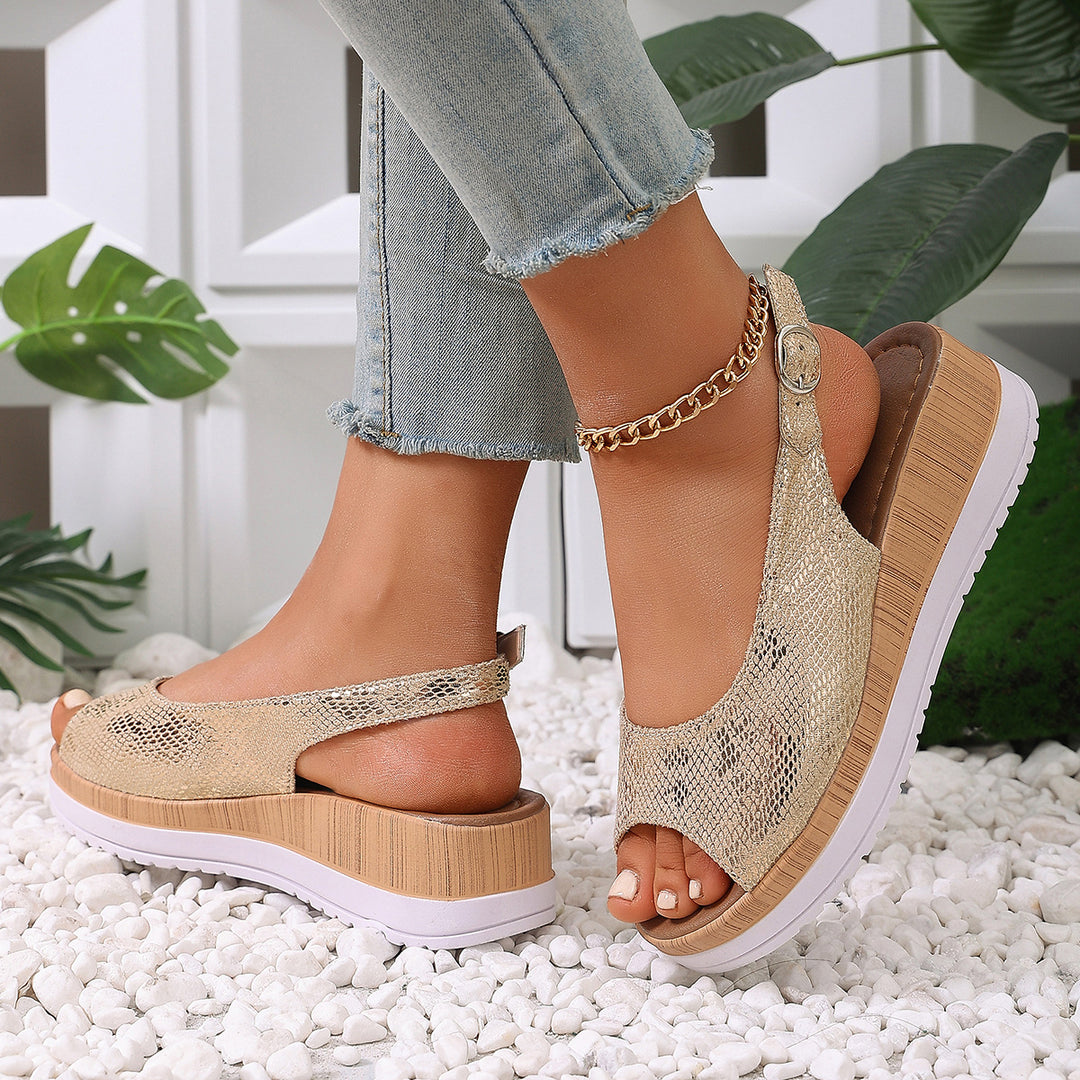 Damen Sling-Sandalen mit raffiniertem Riemen-Design und korkähnlicher Sohle EB
