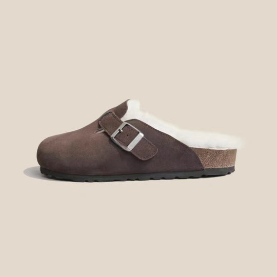 Damen  gefütterte Clog-Pantoffel mit verstellbarer Metallschnalle und anatomischem Korkfußbett EB