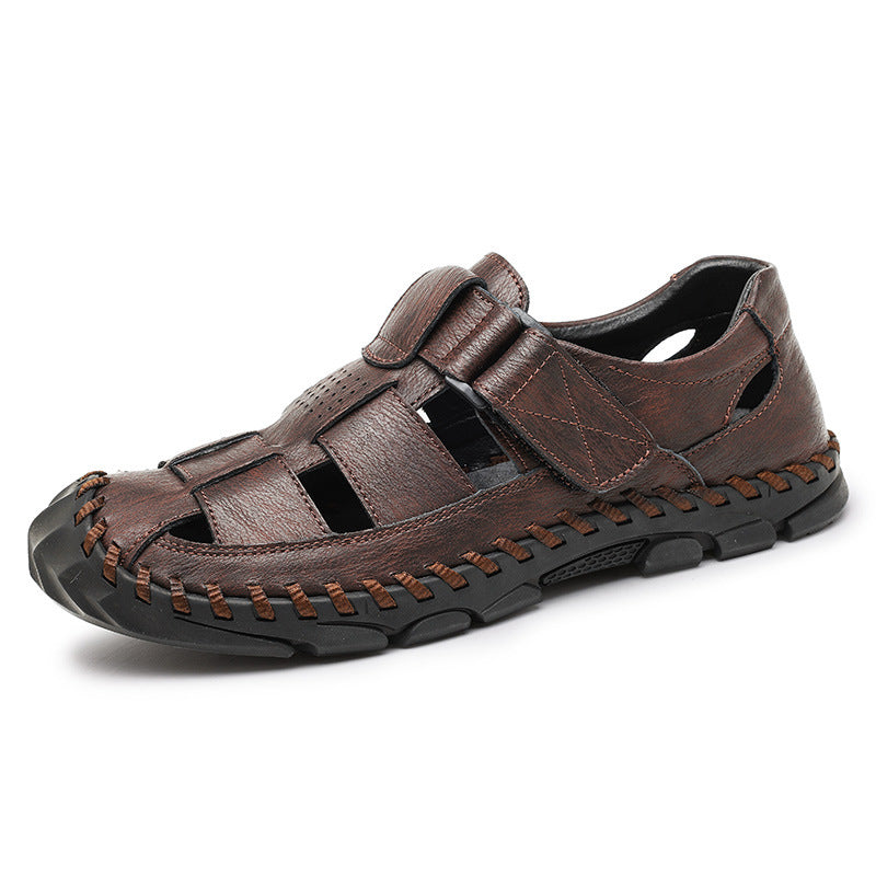 Herren Komfortable Leder-Sandalen mit atmungsaktivem Design und verstellbarem Riemensystem EB