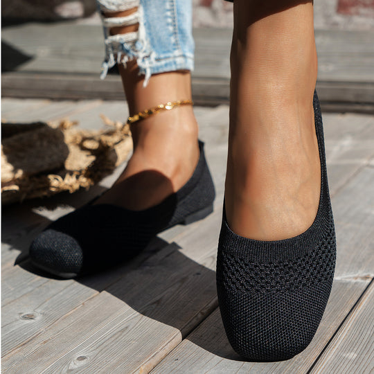 Damen Bequeme Slipper mit atmungsaktivem Strickdesign EB