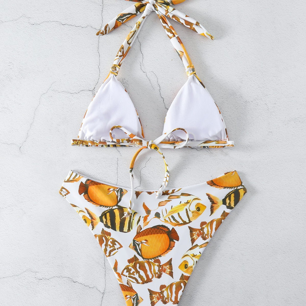 Damen Triangel-Bikini-Set mit verstellbarem Schnürdesign EB