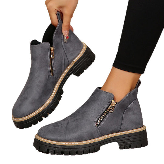 Damen moderne Ankle Boots mit praktischem Reißverschluss und rutschfester Sohle EB