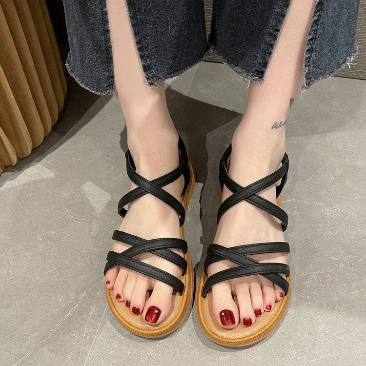 Damen bequeme Sandalen mit elastischen Riemen EB