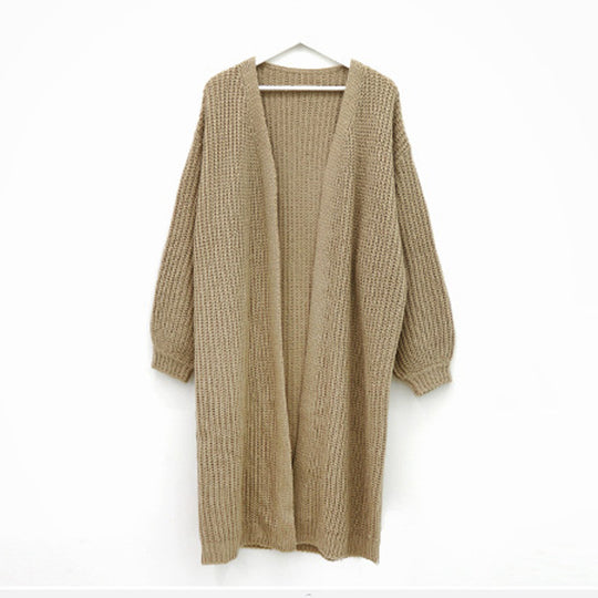 Damen Grober Strickcardigan mit offenem Schnitt und bequemen Ärmelabschlüssen EB
