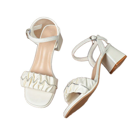 Damen elegante Riemchen Sandalen mit Rüschendetail EB