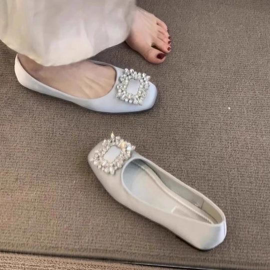 Damen Ballerina-Schuhe mit funkelndem Schmuckdetail EB