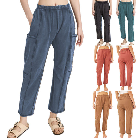 Damen Bequeme Freizeithose mit praktischen Seitentaschen und elastischem Bund EB