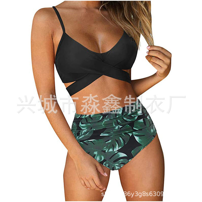 Damen Crop-Top Bikini-Set mit geflochtenem Design EB
