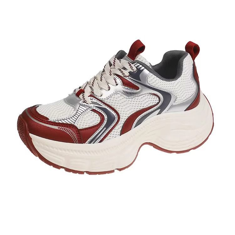 Damen Voluminöse Chunky‑Sneaker mit atmungsaktivem Mesh‑PU‑Mix und skulpturierter Wedge‑Sohle EB