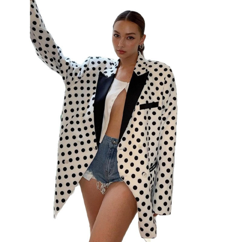 Damen Oversized Blazer mit Polka-Dots EB
