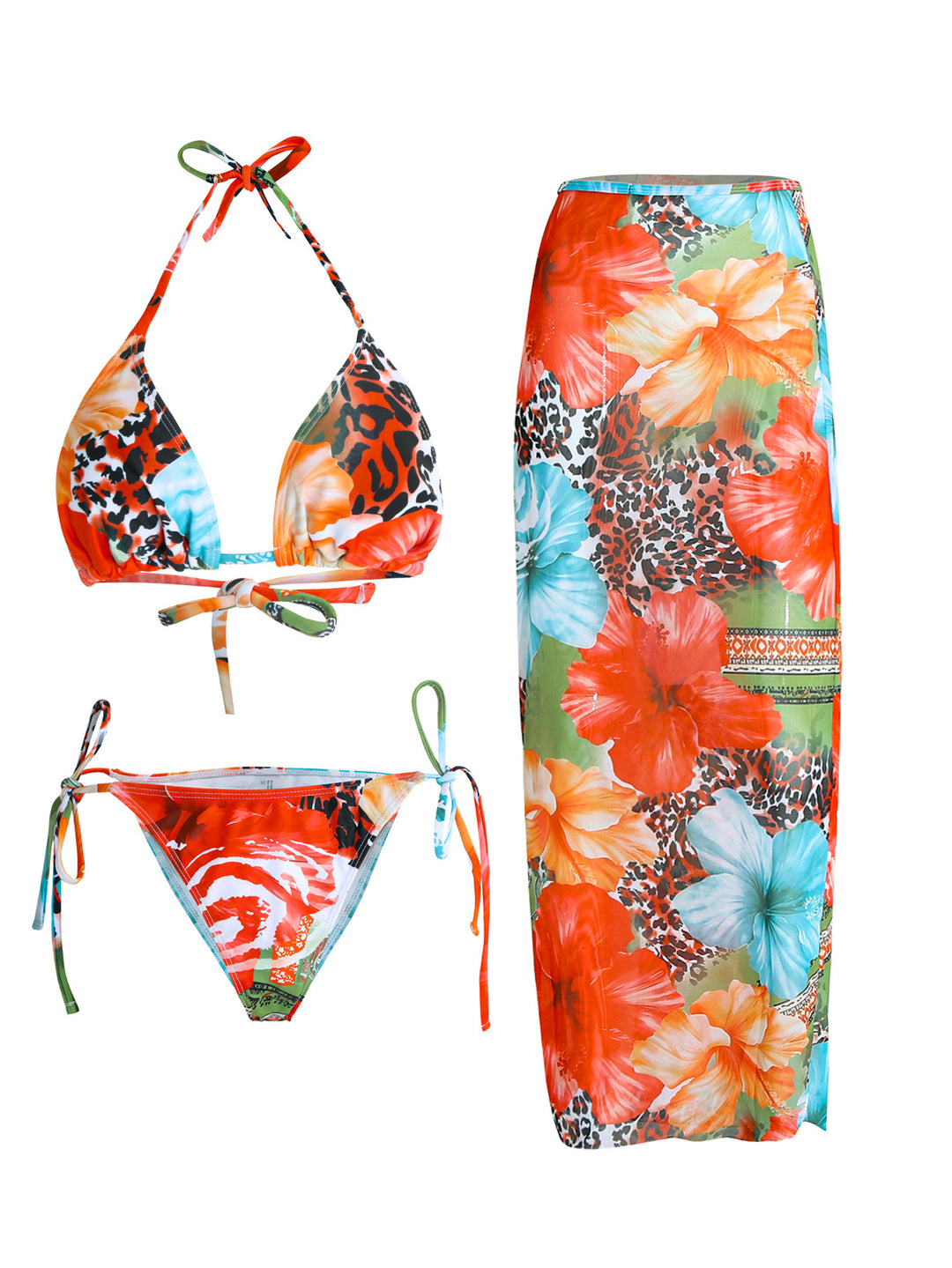 Damen Strand-Bikini-Set mit lässigem Maxi-Rock EB