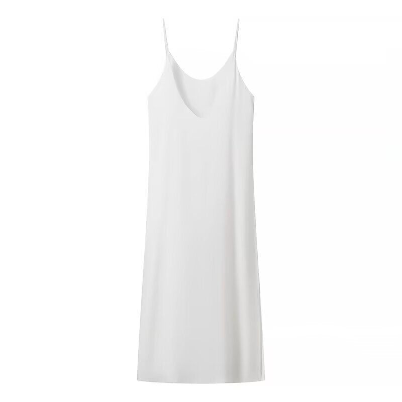 Damen Maxikleid mit seitlichem Schlitz und modernen Trägern EB