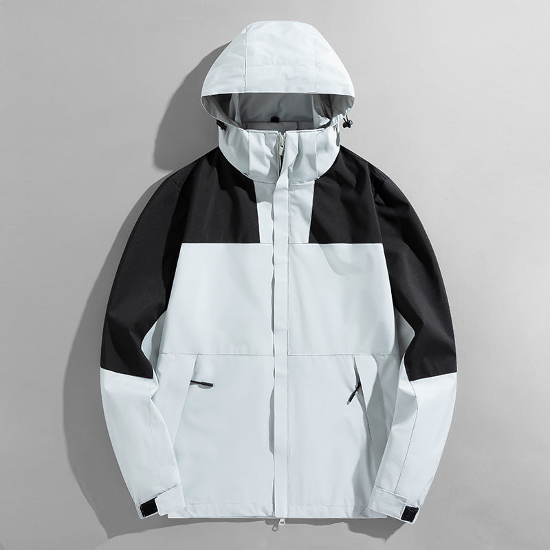 Herren dreilagige Shelljacke mit verschweißten Nähten verstellbarer Kapuze und winddichter Front EB