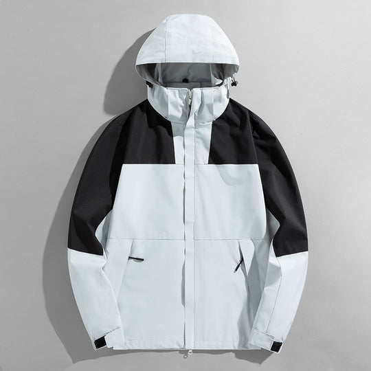 Herren dreilagige Shelljacke mit verschweißten Nähten verstellbarer Kapuze und winddichter Front EB