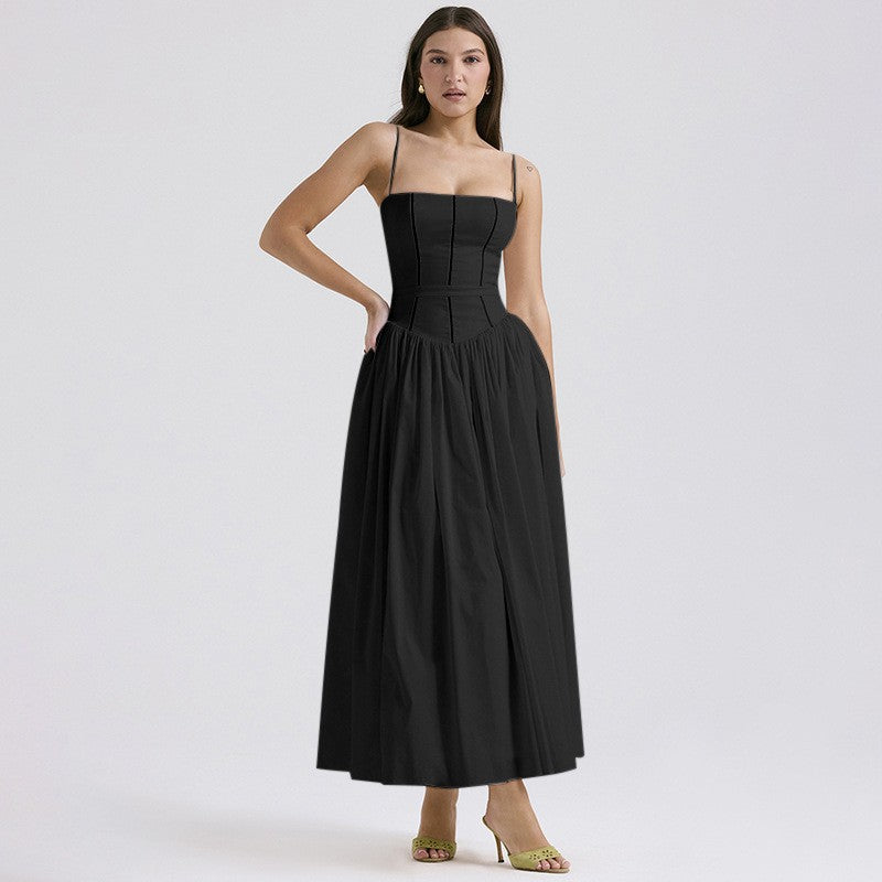 Damen nan tailliertes Maxikleid mit Korsettoberteil und feinen Spaghettiträgern EB