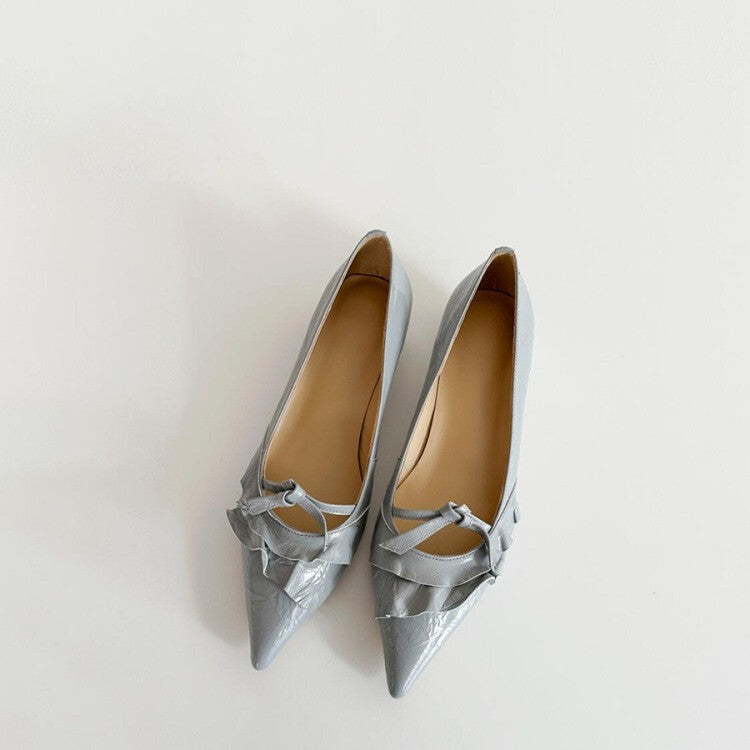 Damen Pumps mit verspieltem Rüschen-Design und schmaler Zehenpartie EB