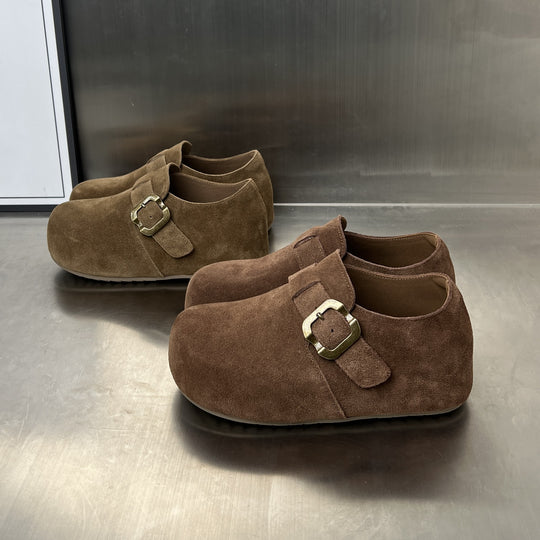 Damen Komfortable Wildleder-Clogs mit elegantem Schnallenverschluss EB