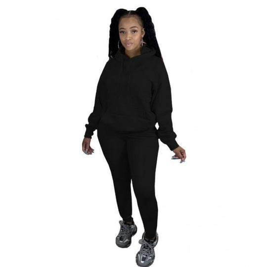 Damen Zweiteiliges Freizeitset mit Oversize Kapuzenpullover und Leggings mit hohem Bund, schmaler Passform EB