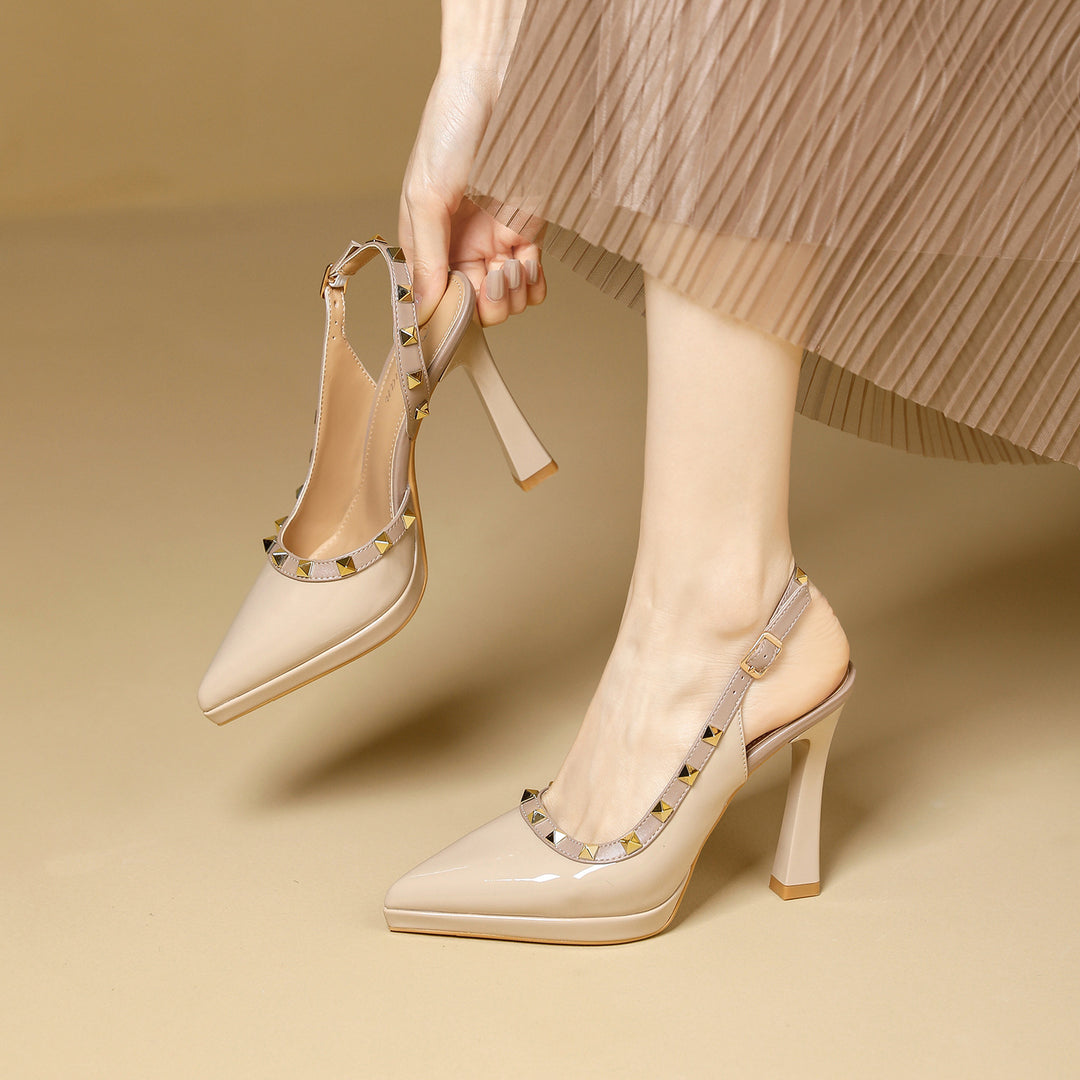Damen Slingback-Pumps mit dekorativem Schmuckdetail EB