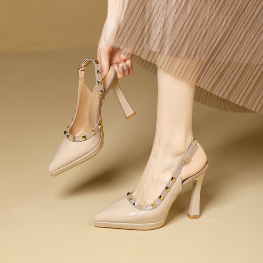 Damen Slingback-Pumps mit dekorativem Schmuckdetail EB